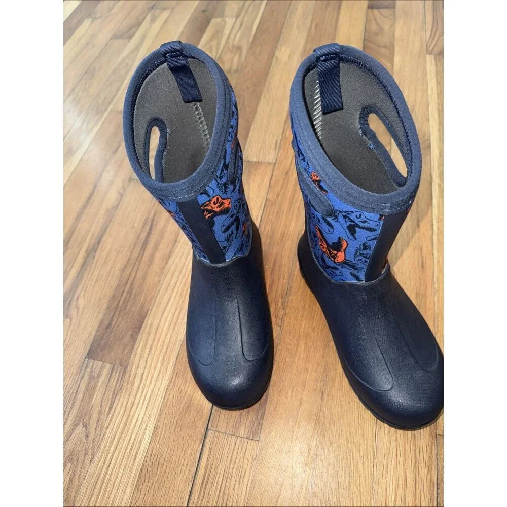 Bogs Classic II Black Trex Dinosaurs Waterproof Rain Boots -35 F Youth Size 3